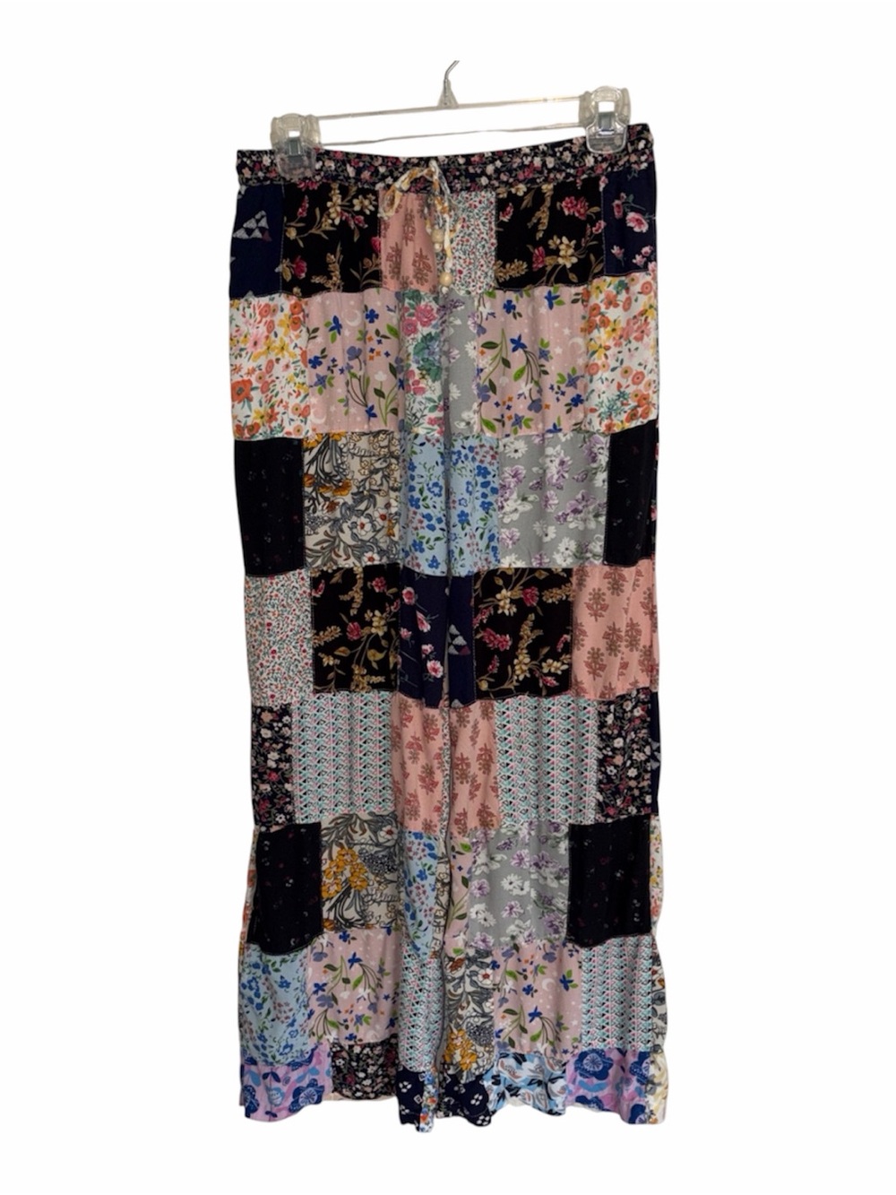 Blue Sky Patchwork Drawstring Pants Boho Chic Festival Hippie MEDIUM